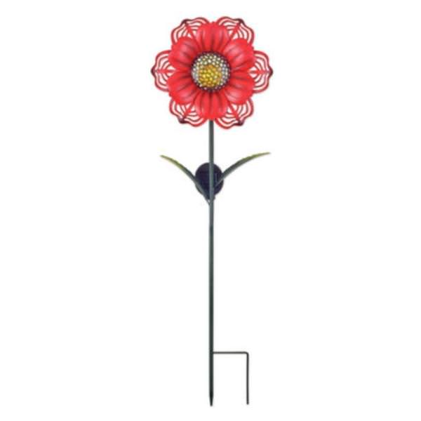 36" Red Flower Solar Lawn Stake