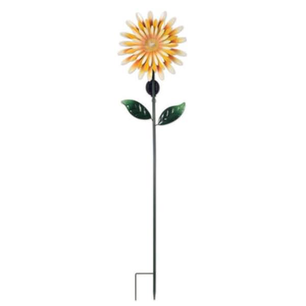 57" Yellow Fiber Optic Flower Solar Lawn Stake