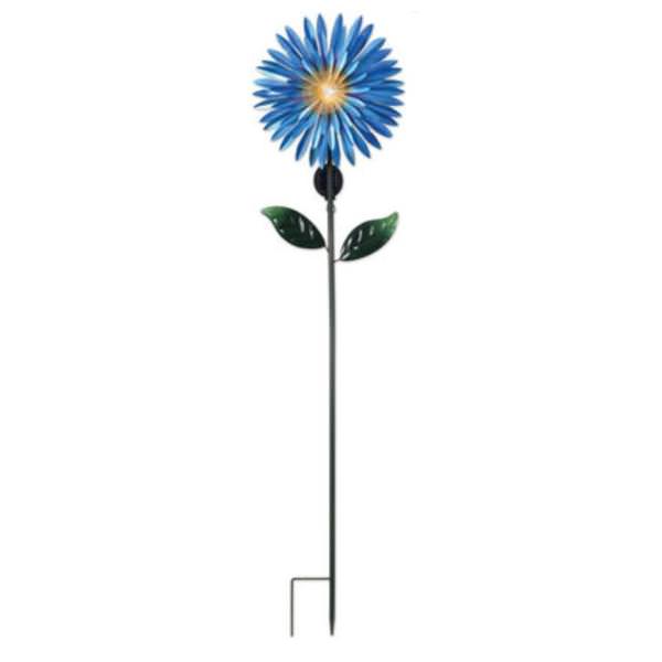57" Blue Fiber Optic Flower Solar Lawn Stake