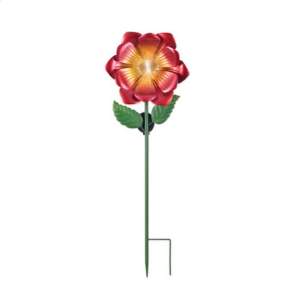 36" Red Flower Solar Lawn Stake