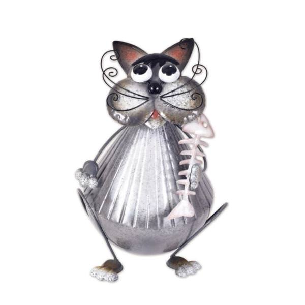 13" Gray Fishbone Cat Tabletop