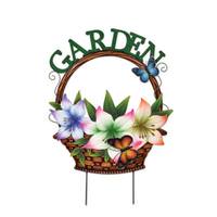Sunset Vista Designs Flower Basket with Butterflies Welcome Sign Lawn Stake