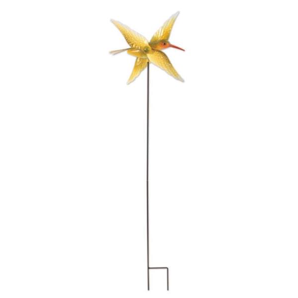 39" Yellow Hummingbird Wind Spinner