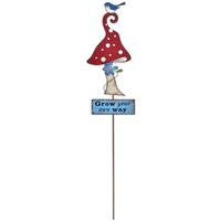 Sunset Vista Designs 21" Red Mushroom with Bird Lawn Pick
