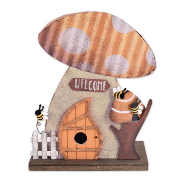12" Yellow Mushroom Birdhouse