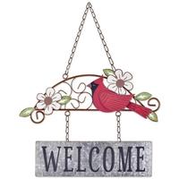 Sunset Vista Designs 17.8" Cardinal with Flowers Welcome Sign