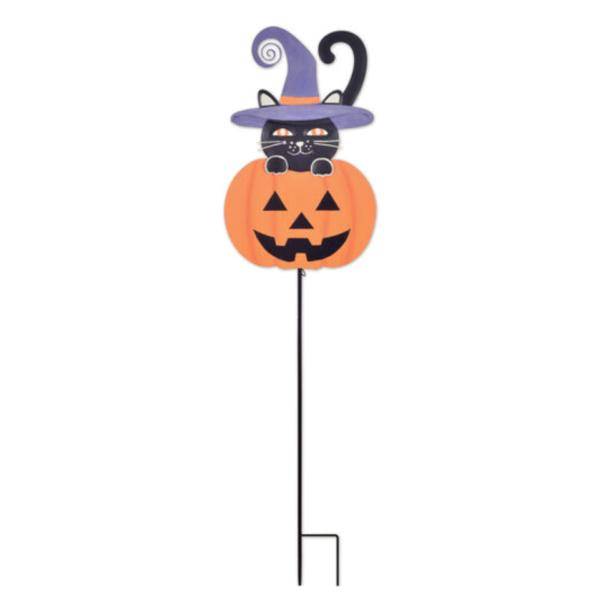 42" Cat and Pumpkin Solar Stake