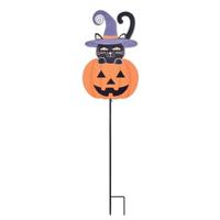 Sunset Vista Designs 42" Cat and Pumpkin Solar Stake
