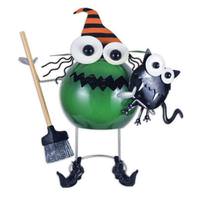 Sunset Vista Designs 20" Green Witch with Cat Porch Sitter