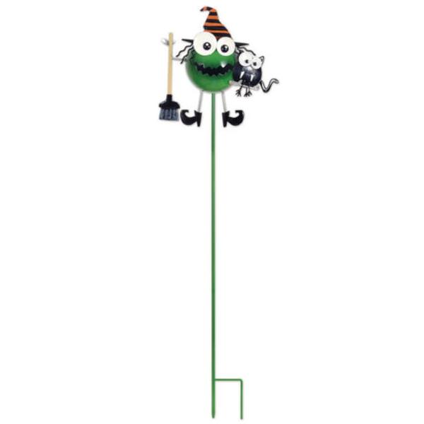 40" Green Witch with Cat Lawn Stake