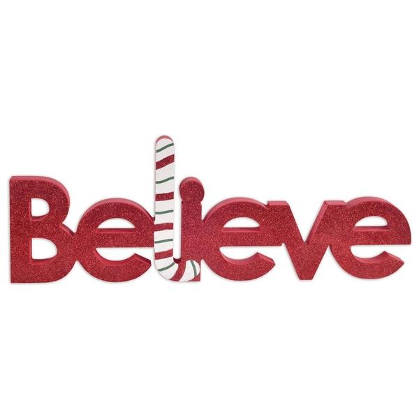 19" Red Believe Tabletop Sign