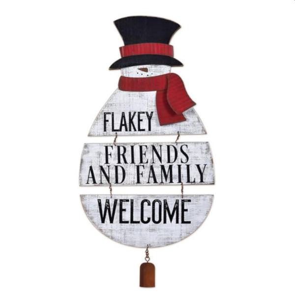 22" Snowman Hanging Welcome Sign