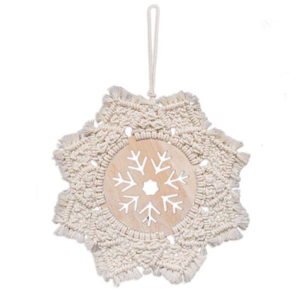 11" Cream Macrame Snowflake Ornament 