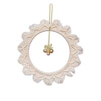 Sunset Vista Designs 17" Macrame Beige Wreath Ornament with Bells