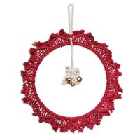 Sunset Vista Designs 17" Macrame Red Wreath Ornament with Bells