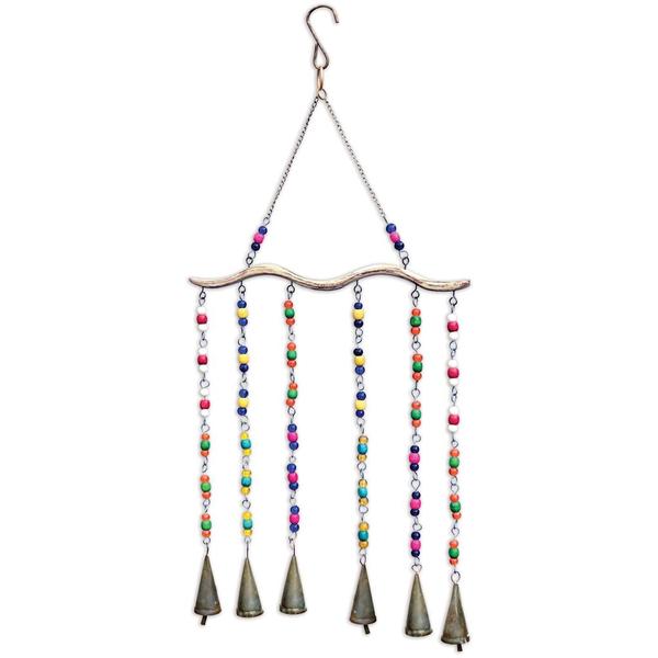 33.5" Boho Wave Enam Patina Bell Wind Chime