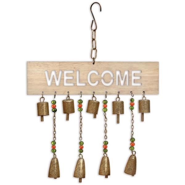 12" Hanging Welcome Sign with Bells
