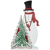 Sunset Vista Designs 12.5" Snowman & Cardinals Christmas Porch Sitter
