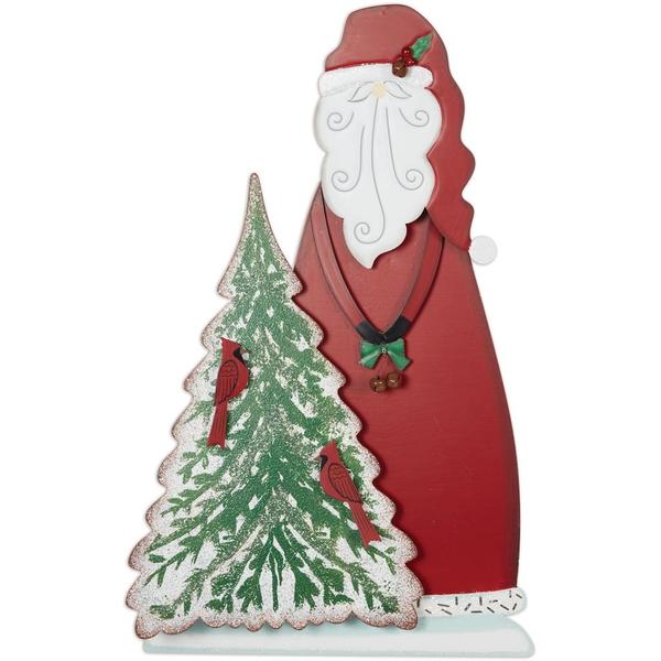 12.2" Santa & Cardinals Christmas Porch Sitter