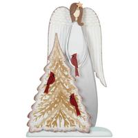 Sunset Vista Designs 12.5" Winter Angel & Cardinals Christmas Porch Sitter