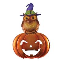 Sunset Vista Designs 11.4" Solar Owl and Pumpkin Porch Sitter