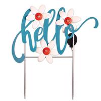 Sunset Vista Designs 20.7" Hello Sign with Flowers Solar Lawn Stake