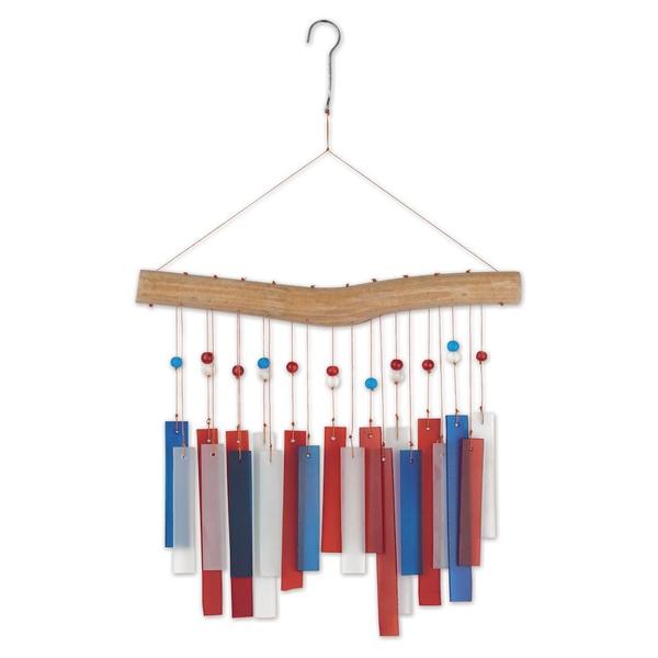 19" Patriotic Recto Sea Glass Wind Chime