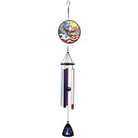 Sunset Vista Designs 40" Stain Glass USA Eagle with Liberty Bell Wind Chime