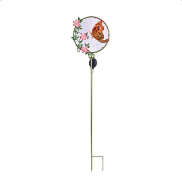 47" Peach Butterfly  Floral Solar Garden Stake