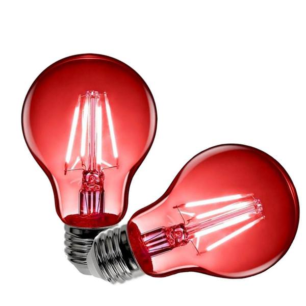 2.5 watt A19 120 volt Medium Screw Base Red Transparent Non-Dimmable LED (2 Pack)