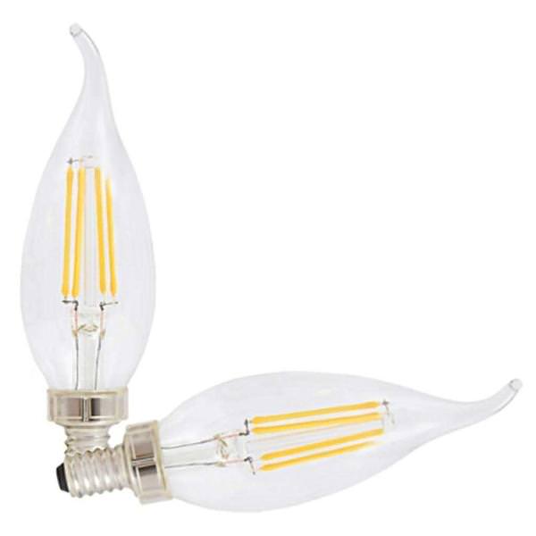 6.5 watt 120 volt B13 Candelabra Screw Base 3500K Neutral White LED Light Bulb (2 Pack)