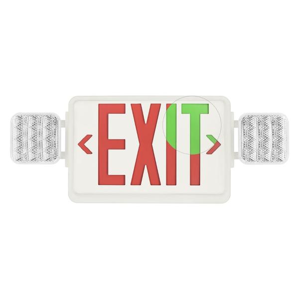2.8 watt 120/277 volt Red/Green LED Exit and Emergency Light Combo 