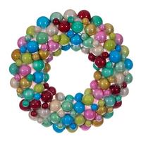 Vickerman 28" Multicolor  Matte/Shiny/Pearl Ball Unlit Christmas Ornament Wreath
