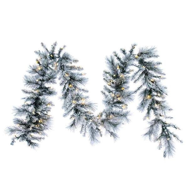 9' x 14" Artificial 100 Light Flocked Jackson Pine Pre-Lit Garland 