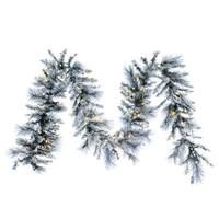 Vickerman 9' x 14" Artificial 100 Light Flocked Jackson Pine Pre-Lit Garland 