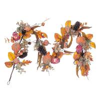 Vickerman 6' Artificial Orange Pumpkin Eucalyptus Pinecone Garland