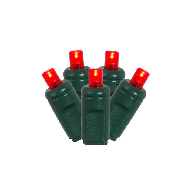 50 Light 25' Green Wire Red Wide Angle LED Christmas Light Set