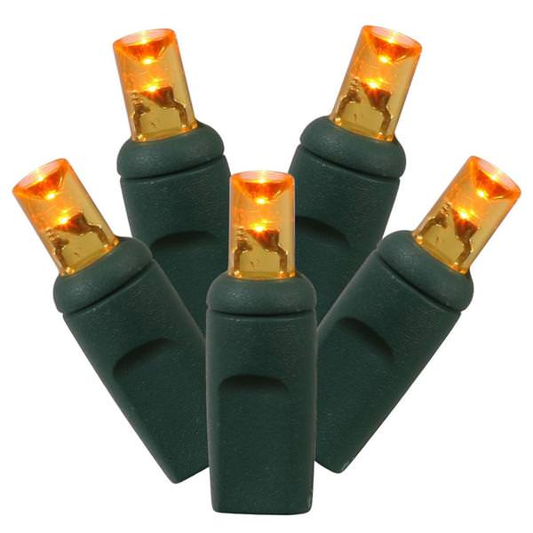 50 Light 25' Green Wire Orange Wide Angle LED Christmas Light Set
