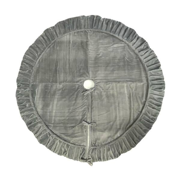 60" Plush Silver Velvet Christmas Tree Skirt