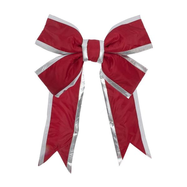 72" Red/Silver Nylon Outdoor Christmas Bow