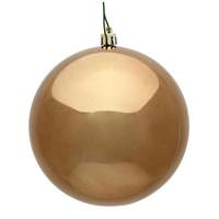Vickerman 4" Mocha Brown Faux Leather Ball Ornament (4 pack)