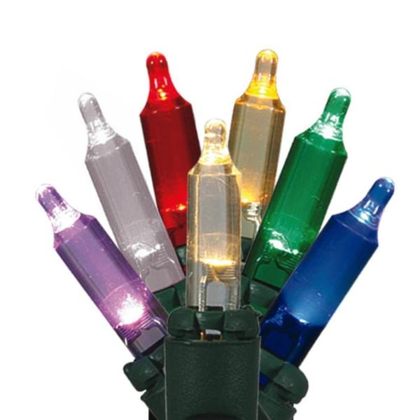 24" - 100 Mini Light Multi-Colored Green Wire LED Christmas Light Replacement set
