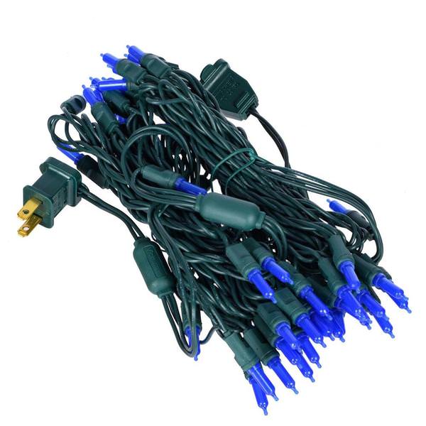 25' 50 Light Frosted Blue LED Christmas Light Set