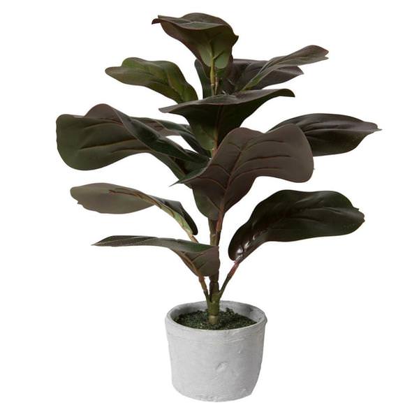 17" Artificial Red and Green Fiddle Leaf Fig Potted Plant