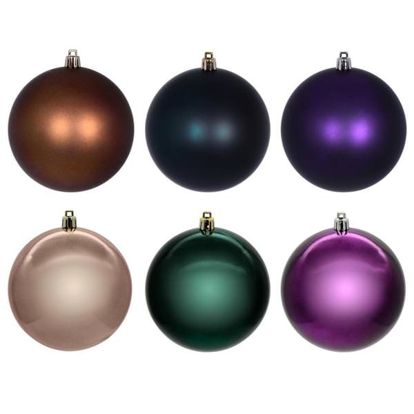 3" Plum / Sea Blue / Mocha Ball Ornament Assortment (24 Pack)
