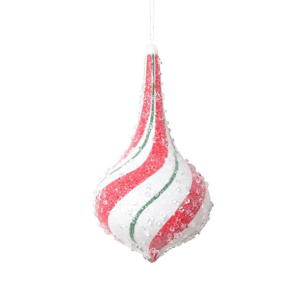 8" Red/Green/White Swirl Drop Christmas Tree Ornament (2 Pack)(2 Pack)