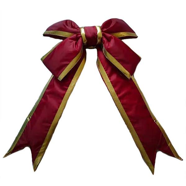 48" x 60" Burgundy-Gold Outdoor Christmas Bow