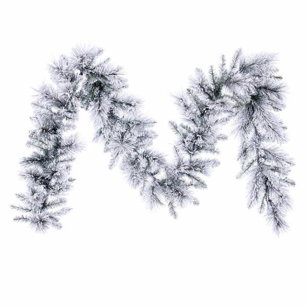 9' x 14" Artificial Flocked Jackson Pine Unlit Garland 