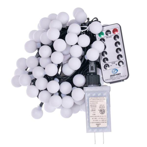 28' 100 Light Warm White Indoor/Outdoor 8 Function LED Cherry Light Set with Remote Control