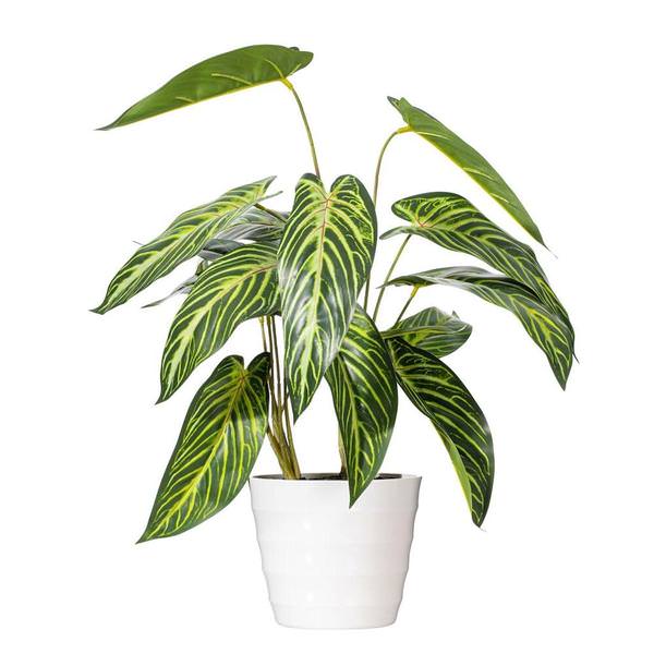21" Artificial Green Alocasia Potted Plant